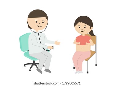 Vector illustration of girl having medical examination