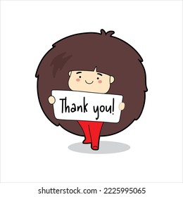 Vector illustration of a girl holding a Thank You sign.