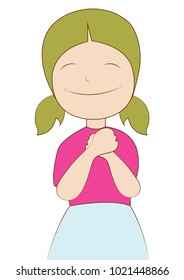 vector illustration of girl is  hoping and smile  