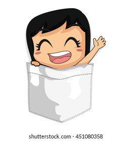 Vector Illustration of a Girl Inside a Pocket