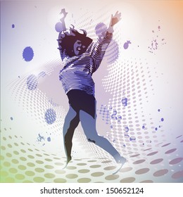 Vector Illustration of girl in jump