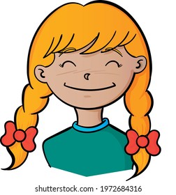 Vector illustration of girl kids blond