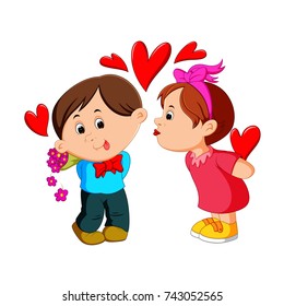 vector illustration of Girl kissing a man