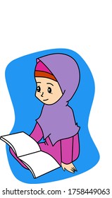 Ilustración vectorial Una niña está aprendiendo a leer