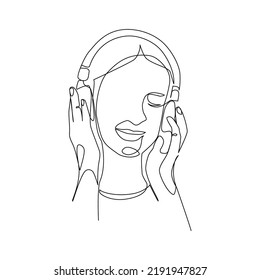 Vector Illustration Girl Listening Music Drawn Stock Vector (Royalty ...