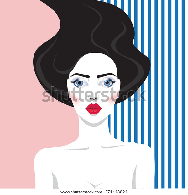 Vector Illustration Girl Long Black Hair Stock Vector Royalty Free 271443824 Shutterstock 2793