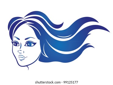 Vector illustration of girl with long hair