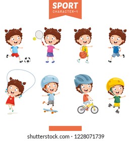 Vector Illustration Of Girl Making Sport