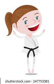 Vector illustration with a girl in martial arts