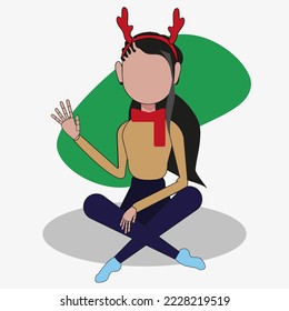vector illustration of a girl in a New Year's costume, greeting her audience.
can be used for stickers, also on websites and in advertisements
