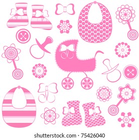 vector illustration of a girl newborn collection