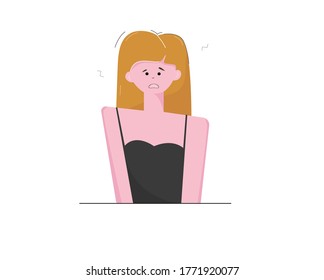 Vector illustration Girl is not in a stable emotional state. Fear of something
