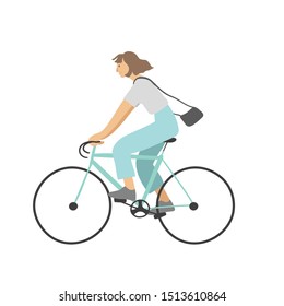 Vector illustration. Girl on a bike.