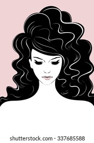 Vector illustration girl on pink background