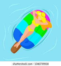 
vector illustration of a girl on the sea resting.