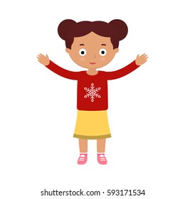 Vector illustration of a girl on white background. Kids and childhood topic.