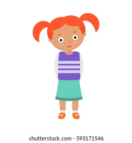 Vector illustration of a girl on white background. Kids and childhood topic.
