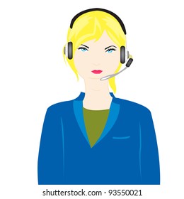 Vector illustration of the girl of the operator on white background