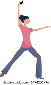 Vector illustration girl performs exercises tai chi