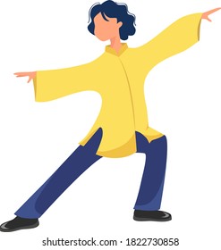 Vector illustration of a girl performs exercises tai chi