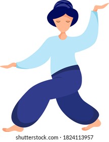 Vector illustration girl performs qigong exercises