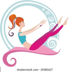 vector illustration of a girl in a pilates studio