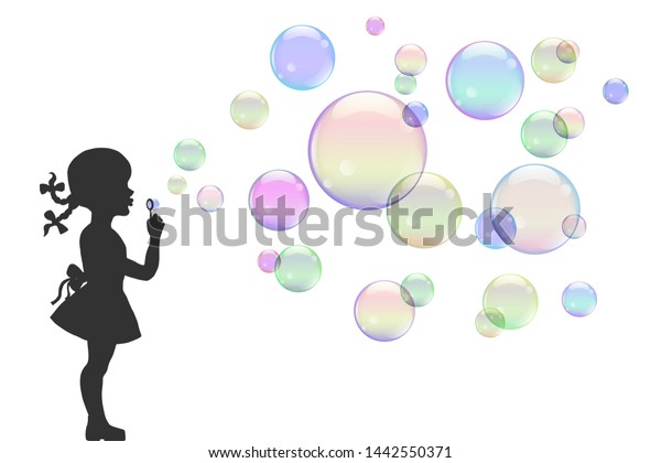 Vector Illustration Girl Playing Colorful Soap Stock Vector (Royalty ...