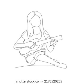 Vector Illustration Girl Playing Ukulele Drawn Stock Vector (Royalty ...