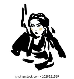 vector illustration of a girl. portrait. outline