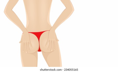 Vector illustration of a girl posing in red panties