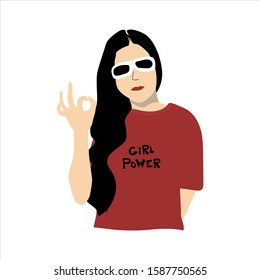Vector illustration Girl power hand lettering graphic of women, strong. Illustration for t-shirt, sweatshirt, for banner, poster or other apparel print.
