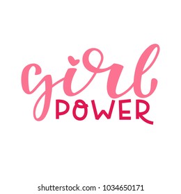 Vector illustration of girl power lettering. Cute art with graphic slogan, quote, phrases for card, posters, decor.