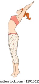 Vector illustration of a girl practicing yoga