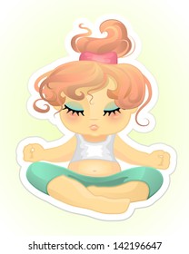 Vector illustration of a girl practising yoga