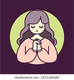 ilustração vetorial Uma menina está rezando no caminho da religião católica cristã. cabelo vermelho longo. com
realmente significa sua expressão. Pode ser usado para ilustrações ou logotipos