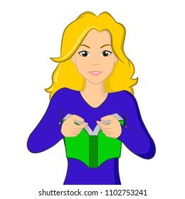 vector illustration, girl reading a book
