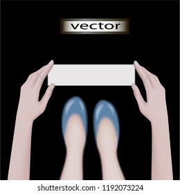Vector illustration of a girl reading a note showing a letter blank template for lettering