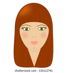 Vector illustration of girl with red hair
