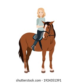 Vector illustration of a girl riding a horse