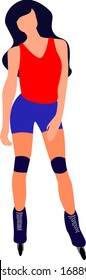 Vector illustration, girl rollers and skate.