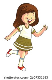 Vector illustration a girl is running