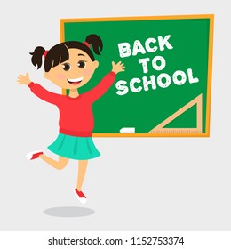 Vector illustration of a girl at a school board. Back to School