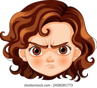 Vector illustration of a girl with a scowl