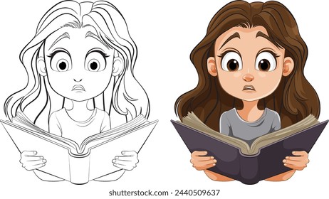 Vector illustration of a girl with a shocked expression