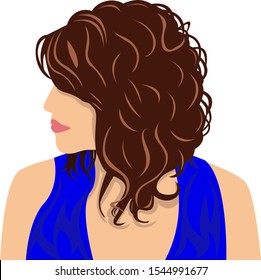 Vector illustration girl with short curly hair