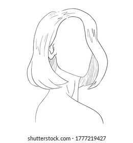 Vector illustration of a girl with short hair, abstract. 