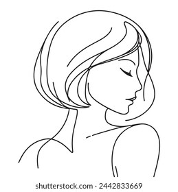 Vector illustration of a girl with short hair, abstract