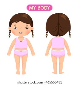 Vector illustration of a girl showing parts of the body