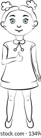 vector illustration of a girl shows the class thumb up
