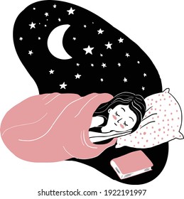 Vector illustration of a girl sleeping